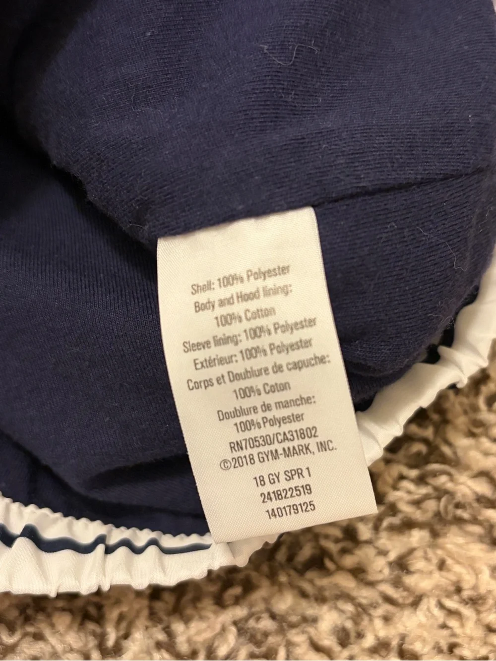 Gymboree White and Navy Striped Hooded Jacket